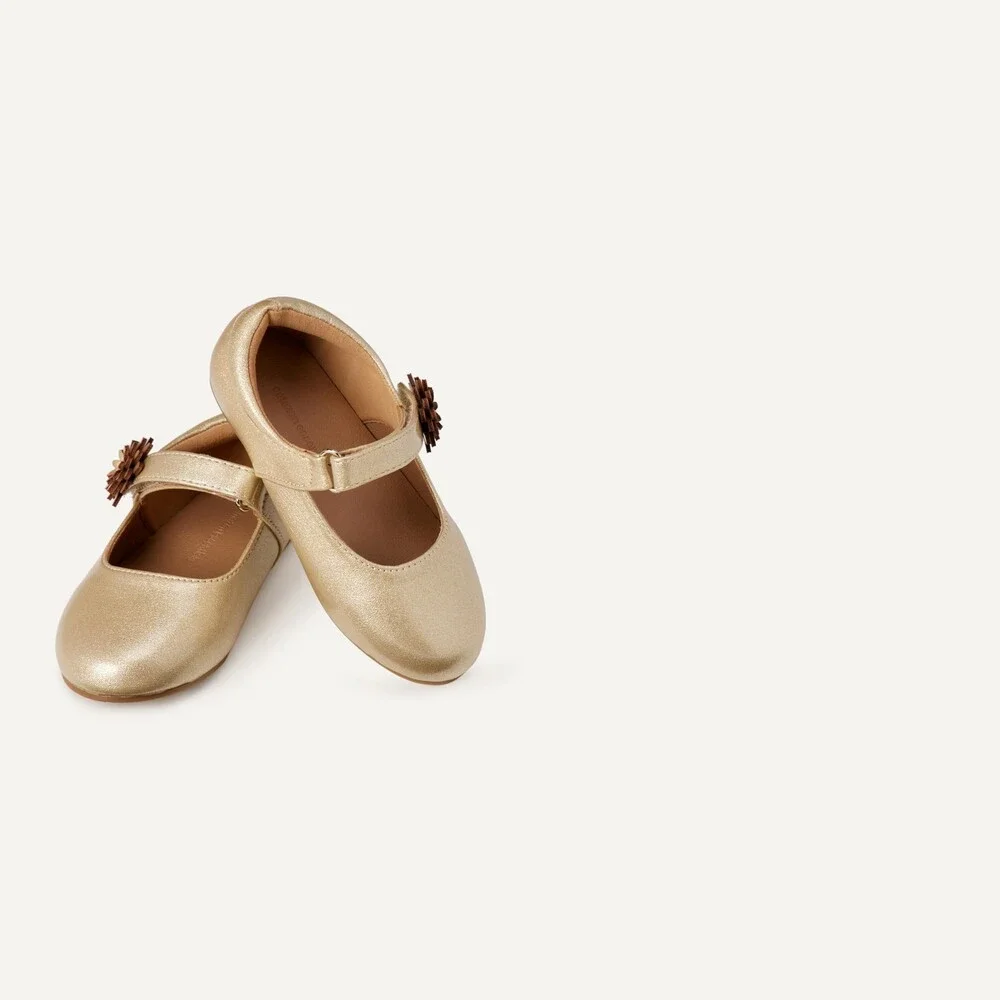 Amazon Essentials Girls Mary Jane Flats Glitter Gold 1 Little Kid